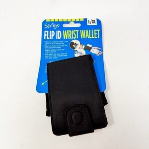 New SPRIGS Unisex Black Stretch Fabric FLIP ID WRIST WALLET Travel Vacation L/XL
